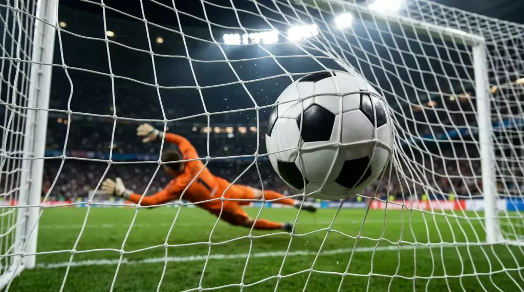 Voetbal scorebord met doelpunten voor over under weddenschap