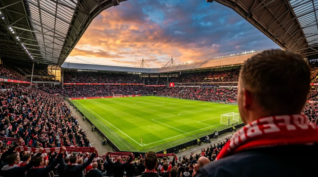 Wedden op Eredivisie – Nederlands voetbalstadion tijdens een wedstrijd